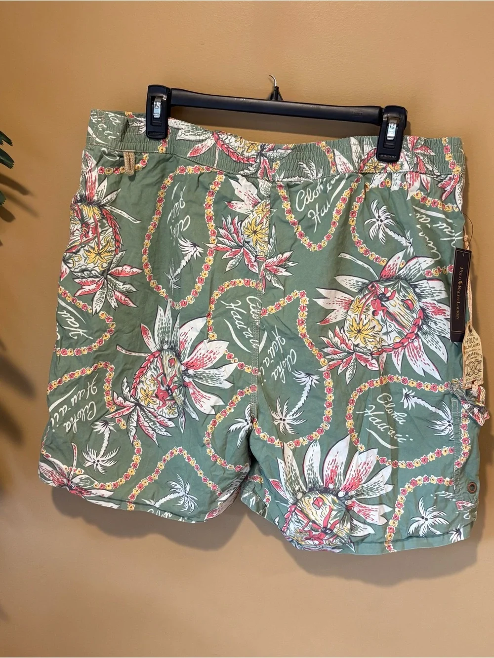 Polo Ralph Lauren Men’s Size 36-38” Vintage Aloha Hawaiian Print Swim Shorts